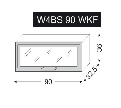 Quantum W4BS/90 WKF skříňka horní výklopná - sklo matné  